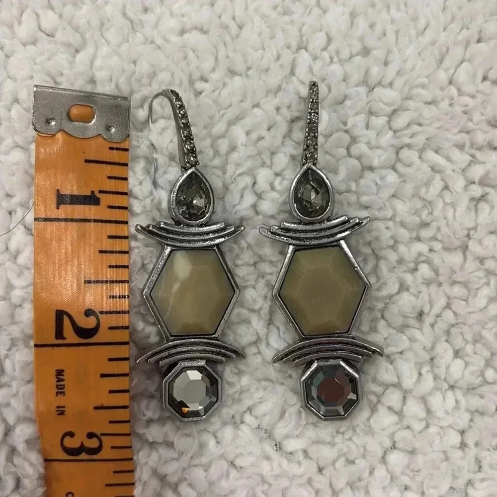 Pretty diamond, stone and metal earrings - Picture 7 of 7